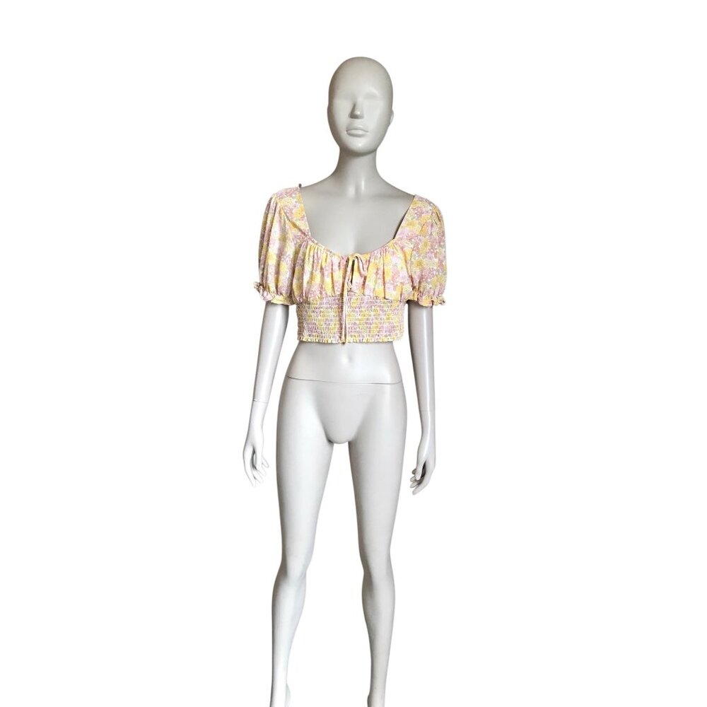 Le Lis Pink, Orange, Yellow and White Floral Crop Top